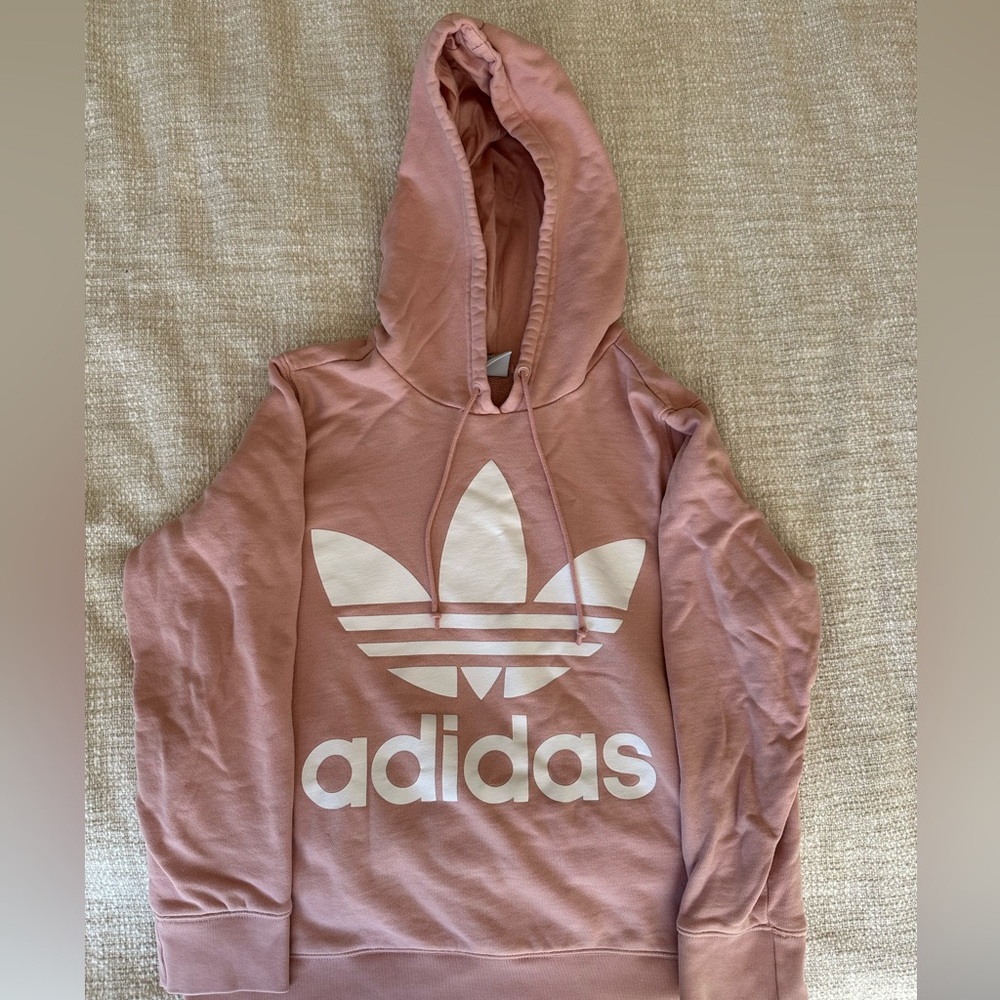 Adidas - Pink Hooded Logo Sweatshirt- Size L